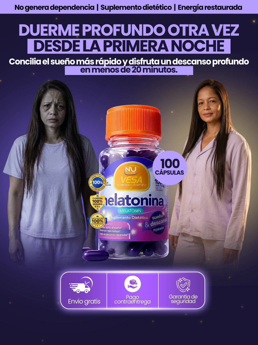 100 Capsulas | Melatonina Vesa