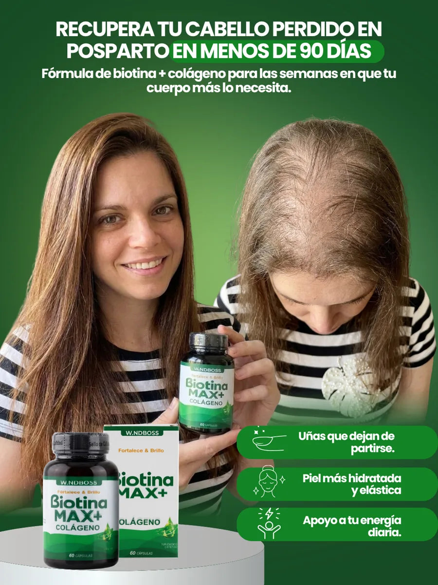 Biotina MAX+ con Colágeno | Fortalece tu cabello y tus uñas desde adentro