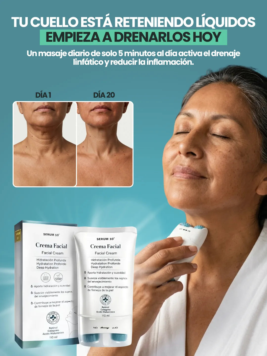 crema con masajeador linfático
