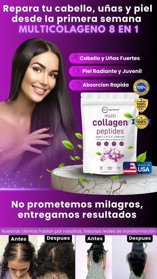 Multicolágeno 8 en 1 | Detén la caída del cabello y repara tus uñas