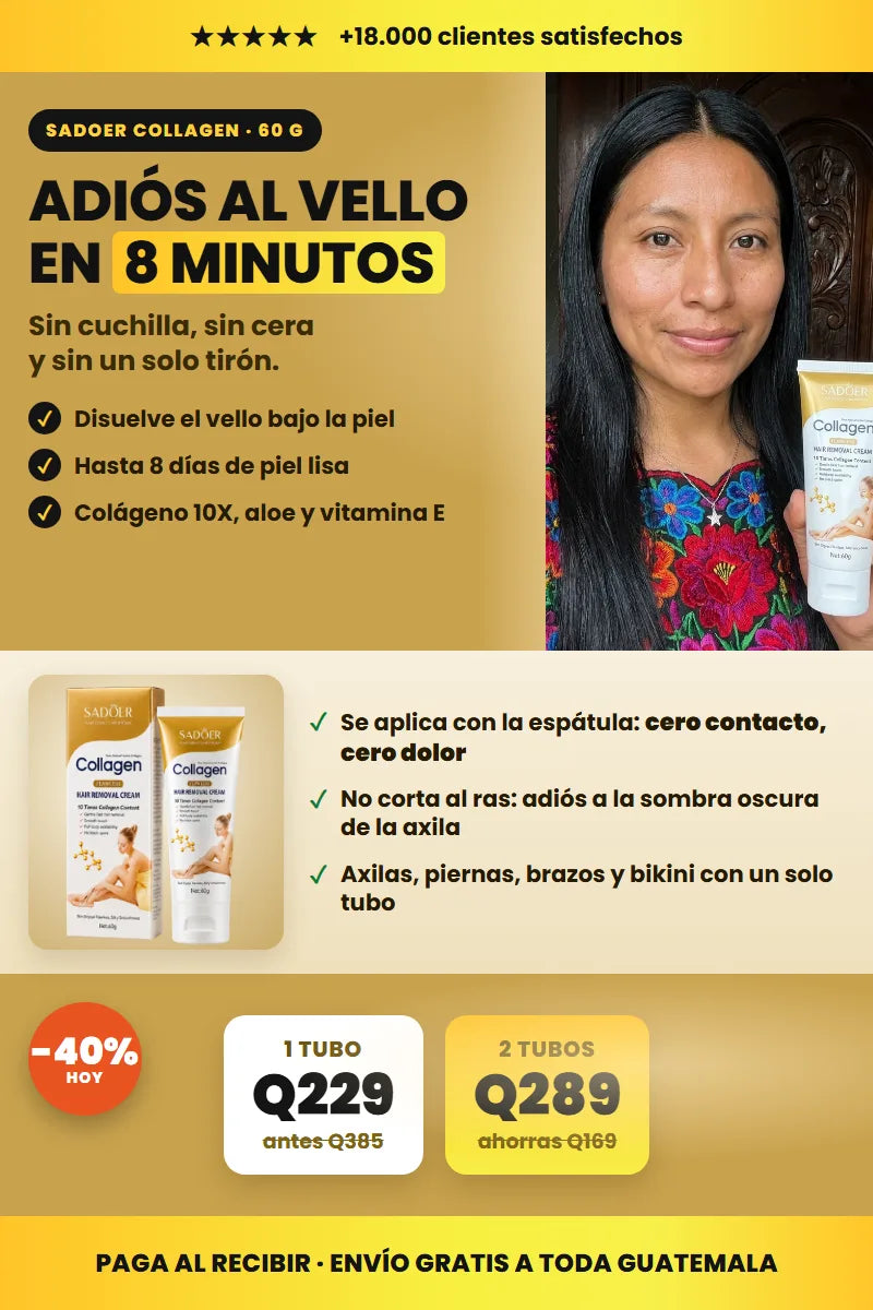 Crema Depiladora Sadoer Collagen 60 g | Piel lisa en 8 minutos, sin cuchilla ni cera