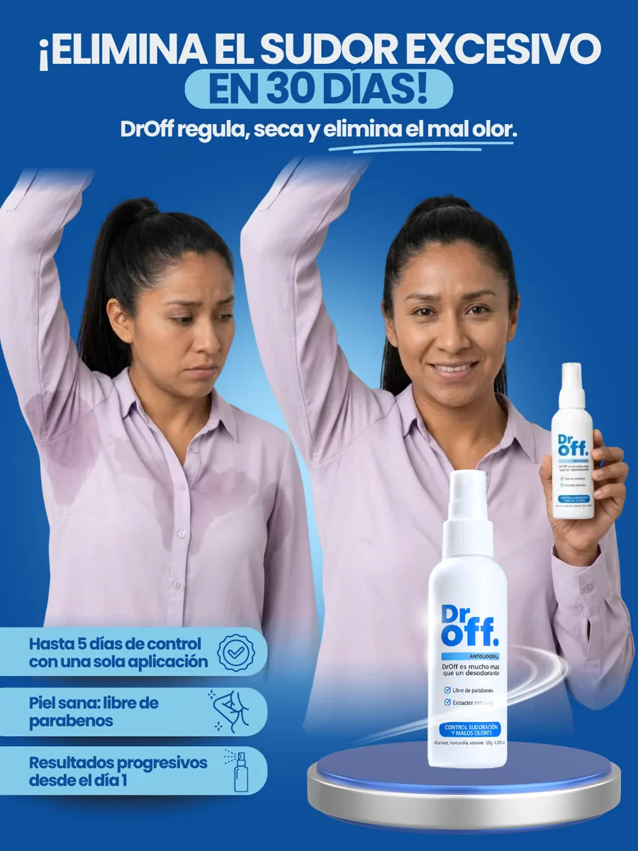 Dr. Off Antisudoral en Spray | Controla el sudor excesivo y el mal olor, hasta 5 días por aplicación